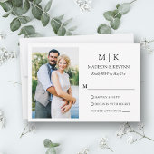 Moderne Minimalistische Monogramm-Foto-Hochzeit RSVP Karte