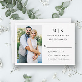 Moderne Minimalistische Monogramm-Foto-Hochzeit RSVP Karte