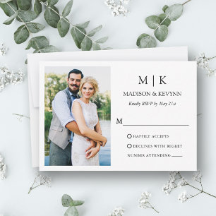 Moderne Minimalistische Monogramm-Foto-Hochzeit RSVP Karte