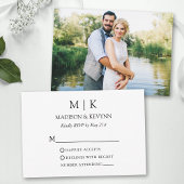 Moderne Minimalistische Monogramm-Foto-Hochzeit RSVP Karte