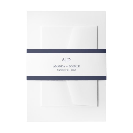 Moderne Minimalistische Monogramm-Hochzeit Einladungsbanderole (Vorderseite Beispiel)