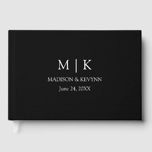 Moderne Minimalistische Monogramm-Hochzeit Gästebuch (Vorderseite)