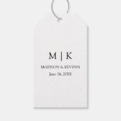 Moderne Minimalistische Monogramm-Hochzeit Geschenkanhänger (Vorderseite)