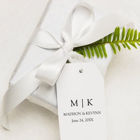 Moderne Minimalistische Monogramm-Hochzeit Geschenkanhänger