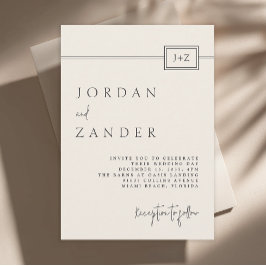 Moderne Minimalistische Monogramm-Hochzeit in Elfe Einladung