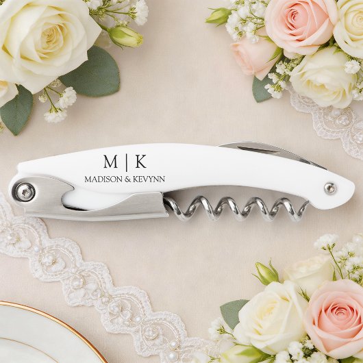 Moderne Minimalistische Monogramm-Hochzeit Kellnermesser