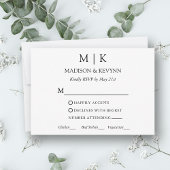 Moderne Minimalistische Monogramm-Hochzeit RSVP Karte