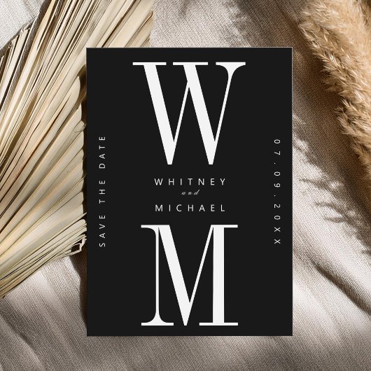 Moderne Minimalistische Monogramm-Hochzeit Save The Date