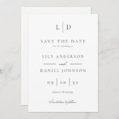 Moderne Minimalistische Monogramm-Hochzeit Save The Date (Vorne/Hinten)