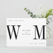 Moderne Minimalistische Monogramm-Hochzeit Save The Date (Stehend Vorderseite)