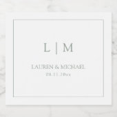 Moderne Minimalistische Monogramm-Hochzeit Schaumweinetikett (Einzelnes Label)