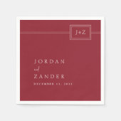 Moderne Minimalistische Monogramm-Hochzeit Serviette (Vorderseite)