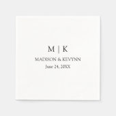 Moderne Minimalistische Monogramm-Hochzeit Serviette (Vorderseite)