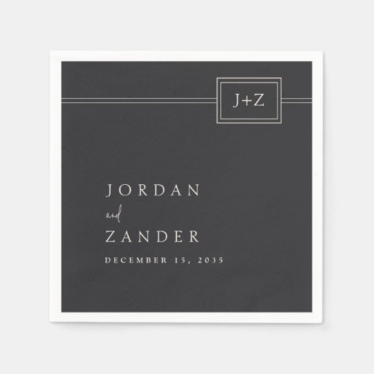 Moderne Minimalistische Monogramm-Hochzeit Serviette (Vorderseite)