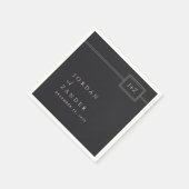 Moderne Minimalistische Monogramm-Hochzeit Serviette (Ecke)