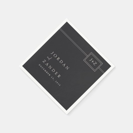 Moderne Minimalistische Monogramm-Hochzeit Serviette (Ecke)