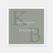 Moderne Minimalistische Monogramm-Hochzeit Serviette (Vorderseite)