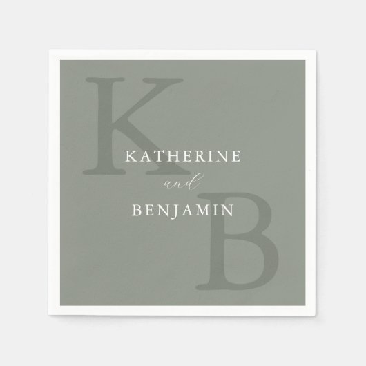 Moderne Minimalistische Monogramm-Hochzeit Serviette (Vorderseite)