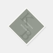 Moderne Minimalistische Monogramm-Hochzeit Serviette (Ecke)