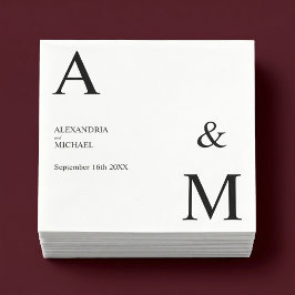 Moderne Minimalistische Monogramm-Hochzeit Serviette