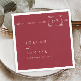 Moderne Minimalistische Monogramm-Hochzeit Serviette