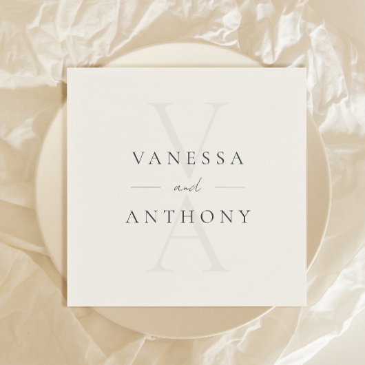Moderne Minimalistische Monogramm-Hochzeit Serviette