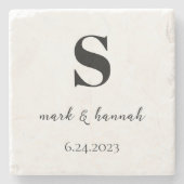Moderne Minimalistische Monogramm-Hochzeit Steinuntersetzer (Vorderseite)