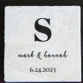 Moderne Minimalistische Monogramm-Hochzeit Steinuntersetzer