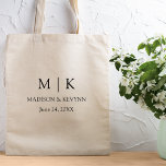 Moderne Minimalistische Monogramm-Hochzeit Tragetasche<br><div class="desc">Moderne Minimalistische und dennoch elegante Monogramm-Initialen,  Namen und Date Wedding Tote Bag - Schwarz & Weiß. Ideal für Taschen,  Brautjungfrau,  Trauzeuge und Hochzeitsgeschenke.</div>