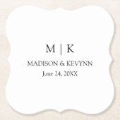 Moderne Minimalistische Monogramm-Hochzeit Untersetzer (Vorderseite)