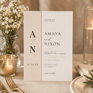 Moderne Minimalistische Monogramm-Hochzeitseinladu Einladung