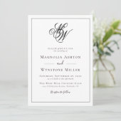 Moderne Minimalistische Monogramm in einer Hochzei Einladung (Stehend Vorderseite)