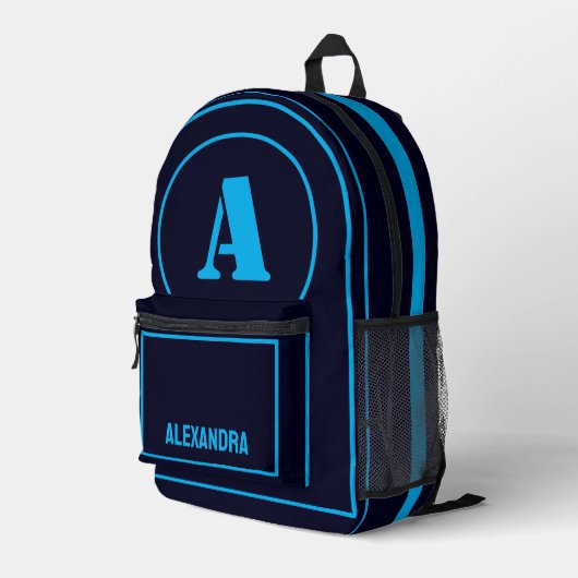 Moderne Minimalistische Monogramm-Initial, Geburts Bedruckter Rucksack (Rückseitige Ecke Rechts)