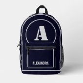 Moderne Minimalistische Monogramm-Initial, Geburts Bedruckter Rucksack (Vorderseite)