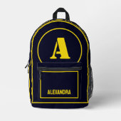 Moderne Minimalistische Monogramm-Initial, Geburts Bedruckter Rucksack (Vorderseite)