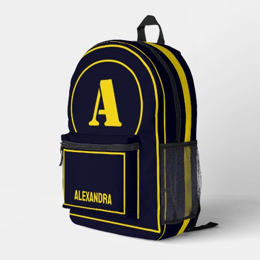 Moderne Minimalistische Monogramm-Initial, Geburts Bedruckter Rucksack (Rückseitige Ecke Rechts)