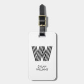 Moderne Minimalistische Monogramm - Initial und Na Gepäckanhänger (Vorderseite vertikal)