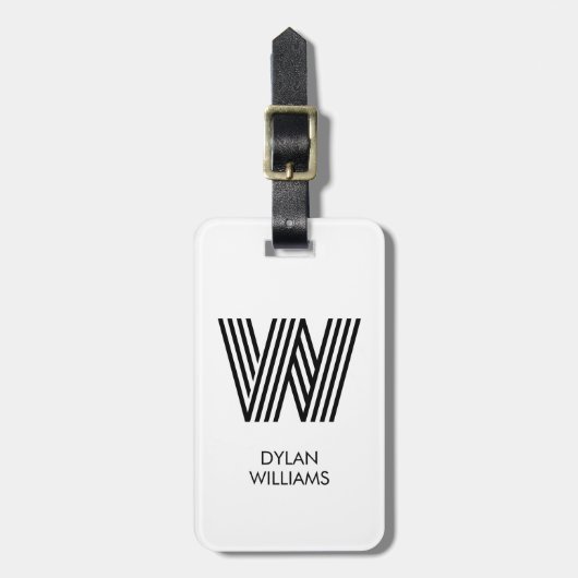 Moderne Minimalistische Monogramm - Initial und Na Gepäckanhänger (Vorderseite vertikal)