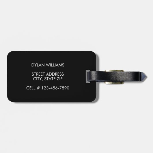 Moderne Minimalistische Monogramm - Initial und Na Gepäckanhänger (Rückseite horizontal)