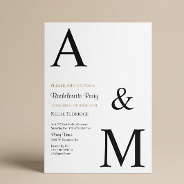 Moderne Minimalistische Monogramm-Junggesellinnen- Einladung