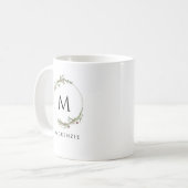 Moderne minimalistische Monogramm-Kranz-Kaffeetass Kaffeetasse (Vorderseite Links)
