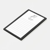 Moderne Minimalistische Monogramm-Linse Post-it Klebezettel (angewinkelt)