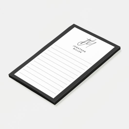 Moderne Minimalistische Monogramm-Linse Post-it Klebezettel (angewinkelt)