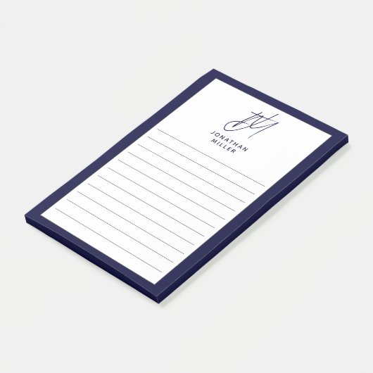 Moderne Minimalistische Monogramm-Linse Post-it Klebezettel (angewinkelt)