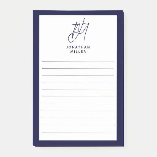 Moderne Minimalistische Monogramm-Linse Post-it Klebezettel (Vorderseite)