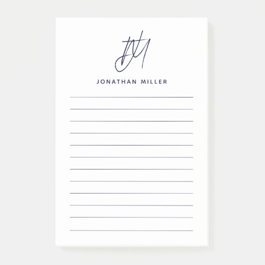 Moderne Minimalistische Monogramm-Linse Post-it Klebezettel (Vorderseite)