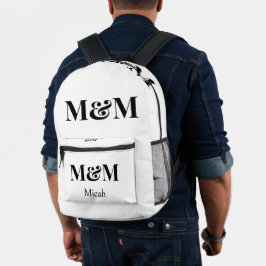 Moderne minimalistische Monogramm-Luxus-Eleganz Bedruckter Rucksack
