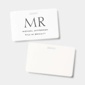 Moderne Minimalistische Monogramm-Muster Ausweis (Vorder- & Rückseite)