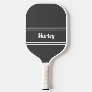 Moderne minimalistische Monogramm Name Grau Sportl Pickleball Schläger