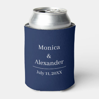 Moderne minimalistische Monogramm Navy Blau Hochze Dosenkühler